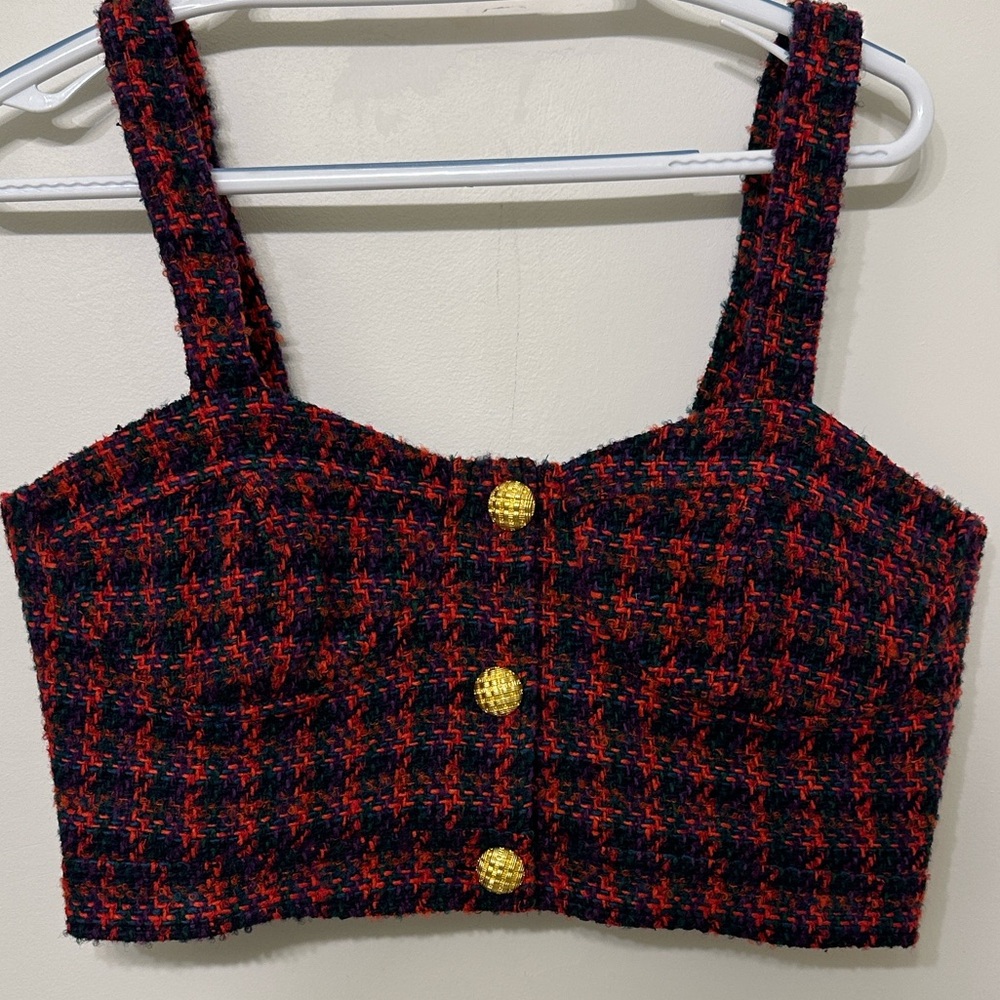 Plaid Tweed Crop Top